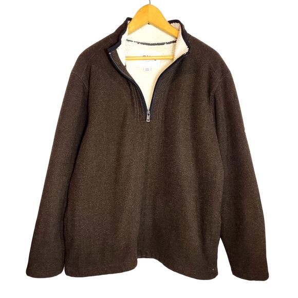 Orvis Heavy Weight 1/4 Zip Fleece Lined Pull Over Sweatshirt Shacket Brown XL - Picture 1 of 9